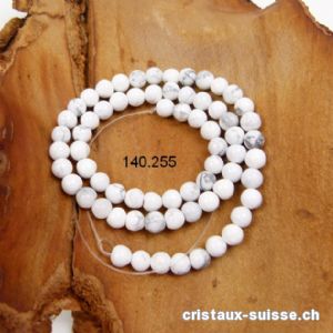 Rang Magnésite - Howlite blanche 6,5 - 7 mm / 38 cm, env. 58 boules