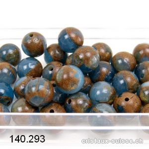 Agate Aqua-Terra foncée, boule percée 8 - 8,5 mm