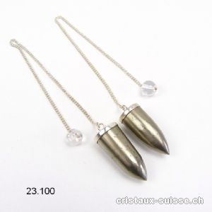 Pendule Pyrite 3 - 3,5 cm en argent 925