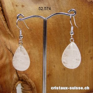 Boucles d'oreilles Goutte Cristal de Roche - Quartz blanc 2 cm. Offre Spéciale