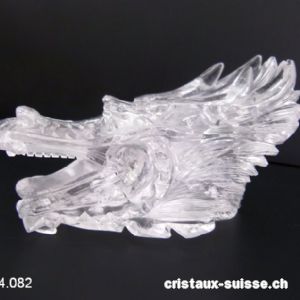 Crâne Cristal de Roche DRAGON 13 cm. Pièce unique 568 grammes. Qualité A