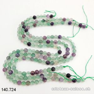 Rang Fluorite verte et violette 6 mm / 38 cm, env. 62 boules