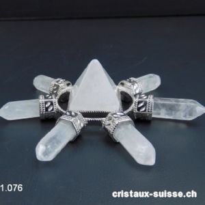 Cristal de Roche, pyramide Amplificateur d'énergie avec 7 pointes. Env. 8 cm