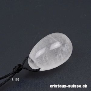 1 Oeuf YONI Cristal de Roche 3 x 2 cm. Taille S, Percé