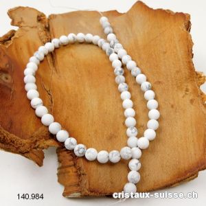 Rang Magnésite - Howlite blanche 6,5 mm / 37 cm, env. 56 boules, MATE