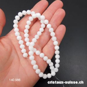 Rang Jade Serpentine blanc 6,5 mm / 38 cm, env. 60 boules