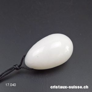 1 Oeuf YONI Jade blanc 4 x 2,5 cm. Taille M. Percé