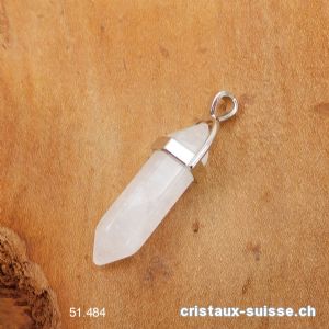 Pendentif Cristal de Roche Pointe biterminée en métal. OFFRE SPECIALE