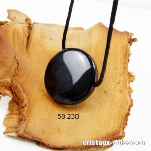 Obsidienne noire Miroir 4 cm percée et cordon