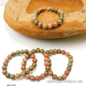 Bracelet Unakite - épidote 10 mm / 18 à 19 cm