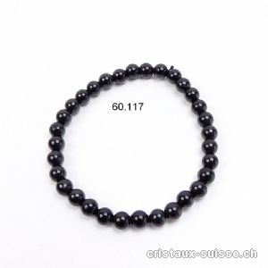 Bracelet Tourmaline noire 6-6,5 mm / 18 cm. Taille SM-M