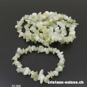 Bracelet Jade Serpentine vert clair, élastique 17,5 - 18 cm. Taille S-M