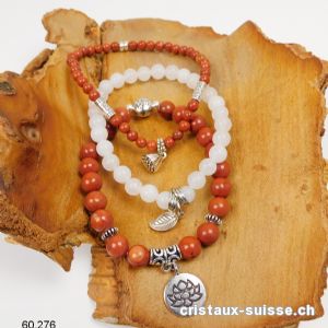 3 bracelets DYNAMISME, Jaspe rouge et Jade blanc. OFFRE SPÉCIALE