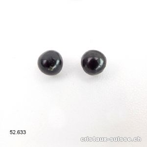 Clous d'oreille Schungite, boule 5 - 6 mm en argent 925 Rhodié. Offre Spéciale