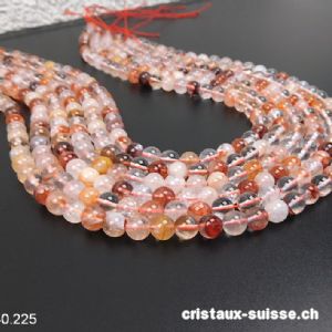 Rang Quartz Hématoïde rouge 6 - 6,5 mm / 38 cm, env. 60 boules. Offre Spéciale