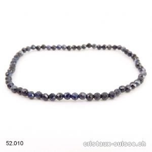 Bracelet Saphir bleu facetté 3 mm, élastique 18 cm