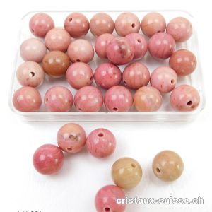 Rhodonite rose - beige, boule percée 8 - 8,5 mm. OFFRE SPECIALE