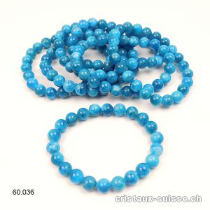 Bracelet Apatite bleue 8 - 8,5 mm / 17,5 cm. Taille S