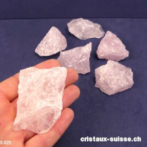 Quartz rose clair brut 45 à 58 grammes