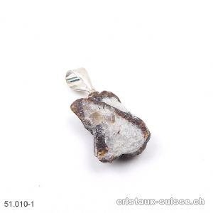 Pendentif Staurotide - Staurolite brute avec boucle en argent 925. Pièce unique