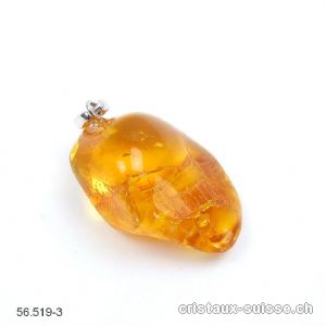 Pendentif Ambre de la Baltique 2,8 cm, boucle argent 925. Pièce unique