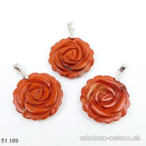 Pendentif Jaspe rouge - ROSE 2,5 cm