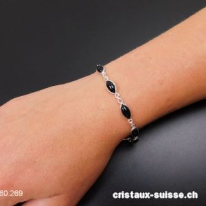 Bracelet Onyx noir en argent 925. Qual. AA