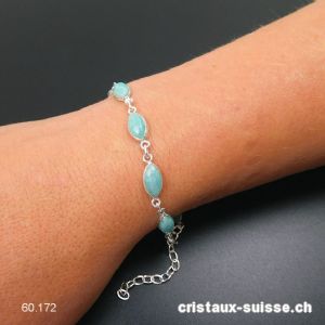 Bracelet Amazonite en argent 925. Qual. AA