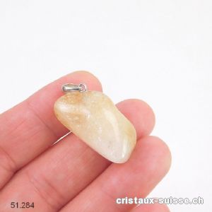 Pendentif Citrine 2,7 cm avec boucle argent 925. Pièce unique. Offre Spéciale