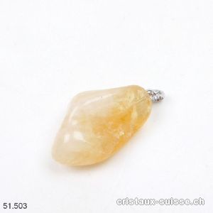 Pendentif Citrine 3 cm avec boucle argent 925. Pièce unique. Offre Spéciale