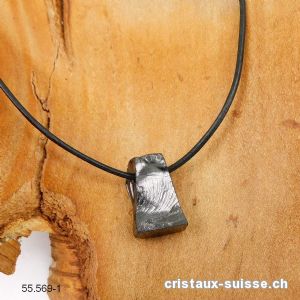 Schungite noble 2 cm, percé avec collier cuir 45 cm. Pièce unique