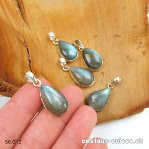 Pendentif Labradorite bleu-vert en argent 925