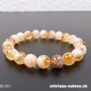 Bracelet Citrine 8-8,5 mm, élastique 18,5 cm. Taille M