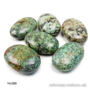 Chrysocolle - Diorite pierre anti-stress arrondie 4,5 x 2,8 - 3 cm. Offre Spéciale