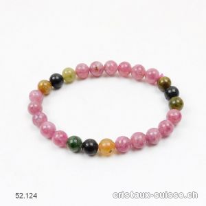 Bracelet Tourmalines toutes couleurs 7-7,5 mm / 17,5-18 cm. Taille SM