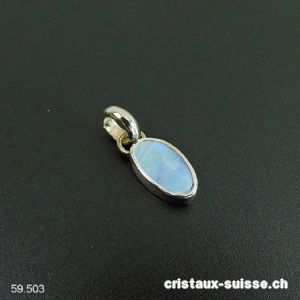 pendentif Opale doublette d'Australie en argent 925 platiné. Pièce unique