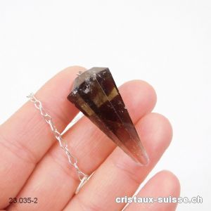 Pendule Quartz fumé facetté 3,6 cm. Pièce unique. Offre Spéciale