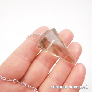 Pendule Quartz fumé facetté 3,8 cm. Pièce unique