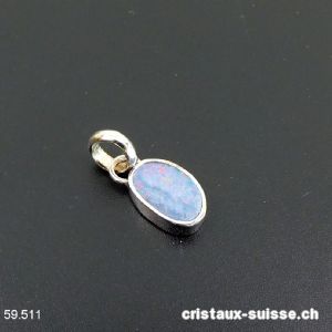 pendentif Opale doublette d'Australie en argent 925 platiné. Pièce unique