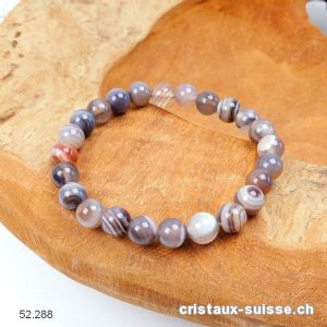 Bracelet Agate Botswana 8 mm, élastique 19 cm. Taille M-L