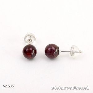 Clous d'oreilles Grenat boule 6 mm en argent 925