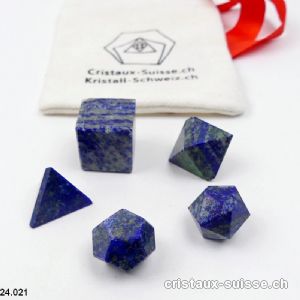 5 solides de Platon Lapis-lazuli. Pièce unique