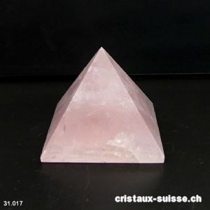 Pyramide Quartz rose clair, base 5,1 cm x haut. 4,4 cm. Pièce unique