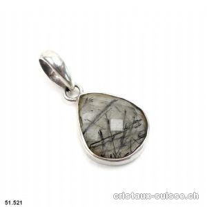 Pendentif Tourmaline - Quartz facetté en argent 925. Pièce unique