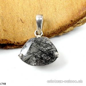 Pendentif Tourmaline - Quartz facetté en argent 925. Pièce unique