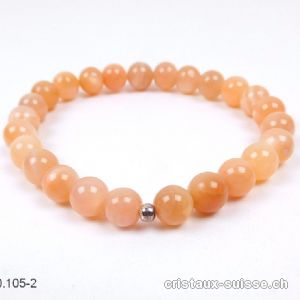 Bracelet Pierre de Lune orange 8 mm / 19 cm. Pièce unique Qual. A