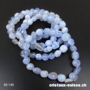 Bracelet Calcédoine bleue 8 - 10 mm / 18 - 18,5 cm