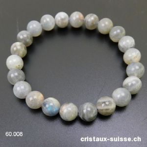 Bracelet Labradorite claire 8,5 mm, élastique 18,5 cm