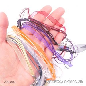 7 x colliers en organza diverses couleurs, réglables