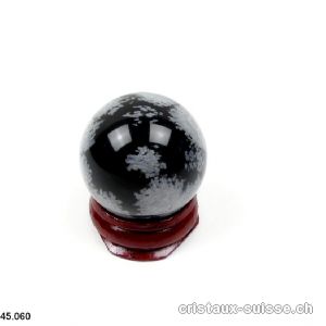 Boule Obsidienne flocon de neige du Mexique Ø 3,1 cm. Pièce unique